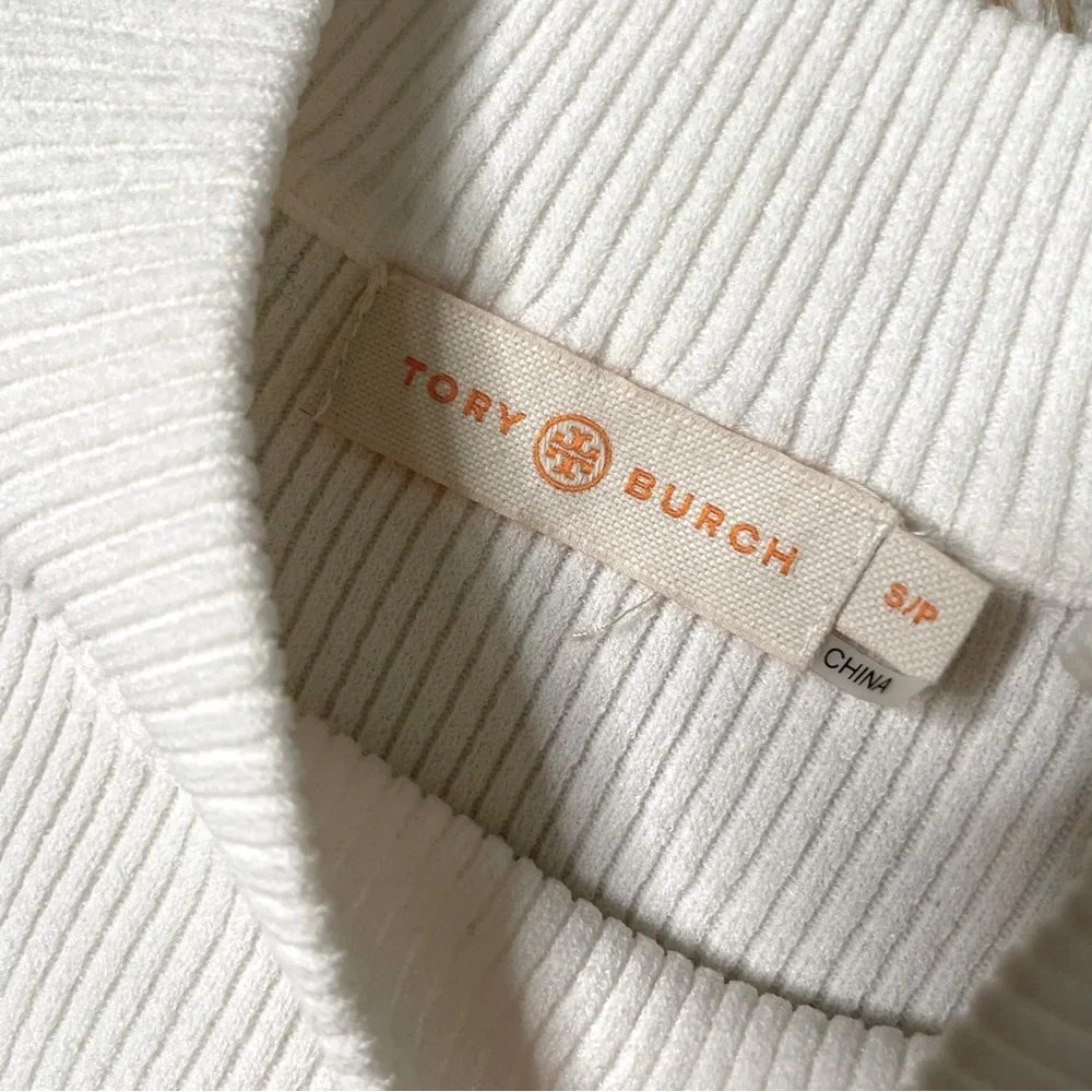 Tory Burch Logo Button ribbed short sleeve sweater - Picture 6 of 8